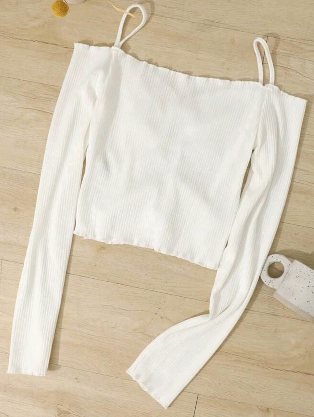 DAZY Ruched Off-Shoulder Ribbed Top - Picture 9 of 9